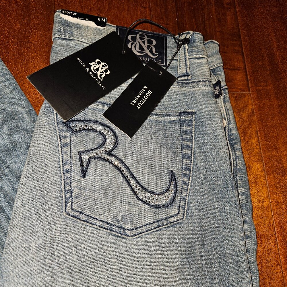 ROCK & REPUBLIC Womens Kasandra Bootcut Jeans - Size 6M - Picture 4 of 13